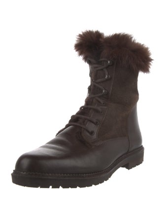 Searle Suede Fur Trim Combat Boots