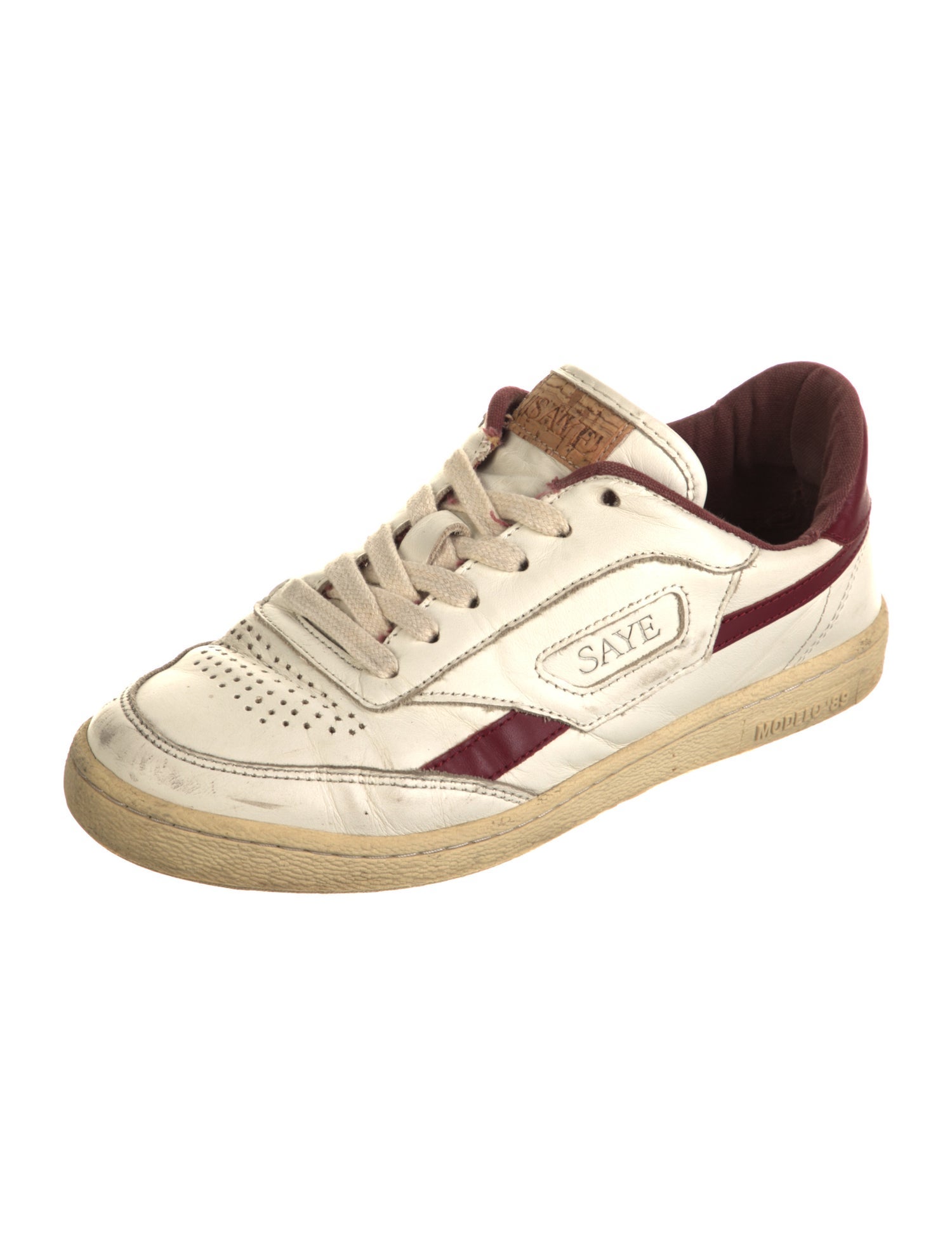 Saye Leather Colorblock Pattern Sneakers