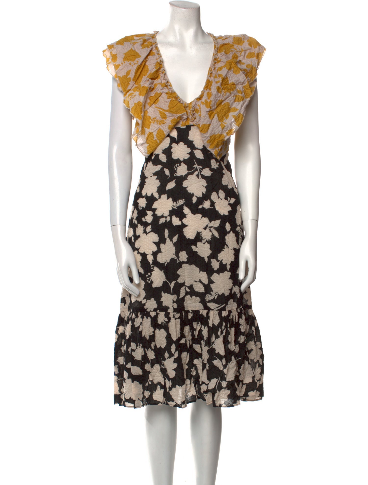 Secular Floral Print Midi Length Dress