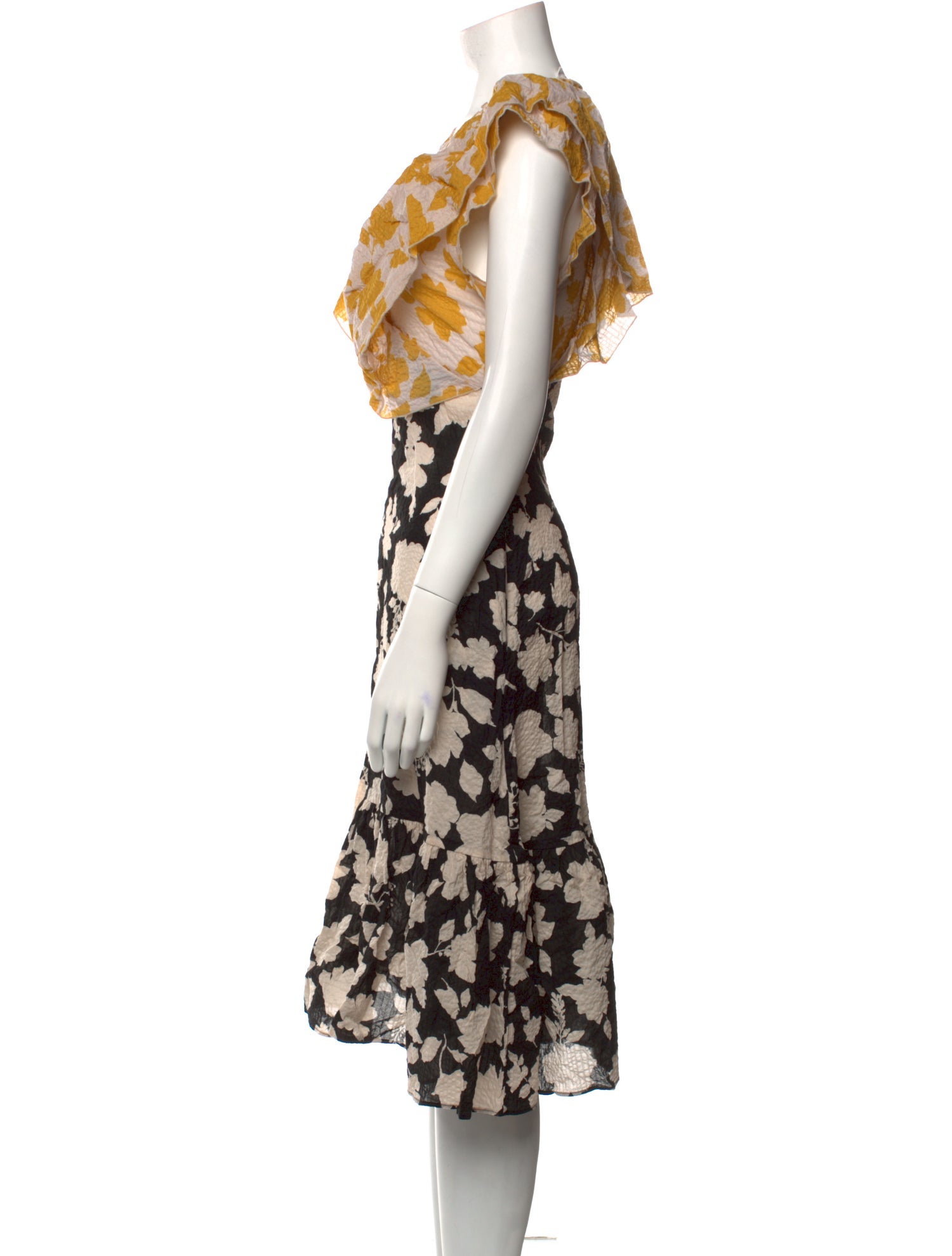 Secular Floral Print Midi Length Dress