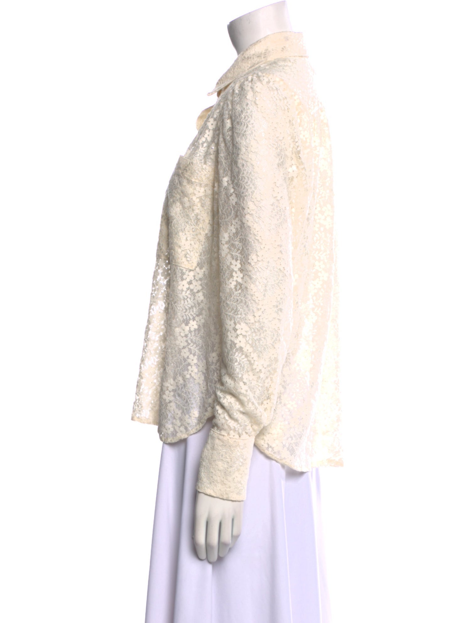 Secular Lace Pattern Long Sleeve Button-Up Top w/ Tags