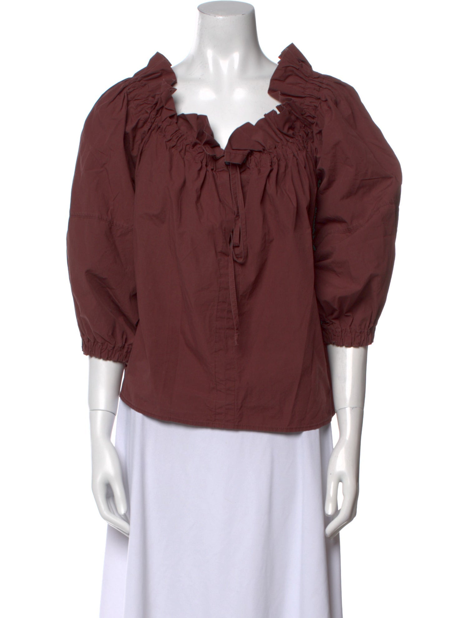 Secular V-Neck Three-Quarter Sleeve Blouse