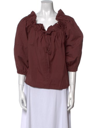 Secular V-Neck Three-Quarter Sleeve Blouse