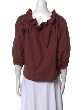 Secular V-Neck Three-Quarter Sleeve Blouse