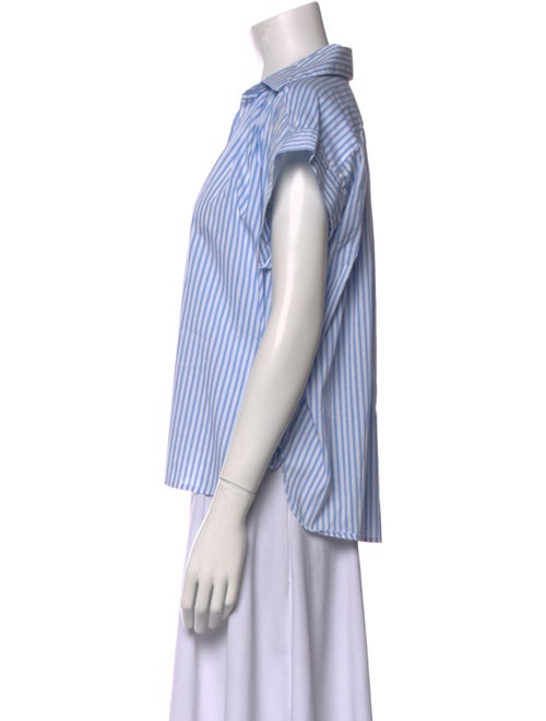 Secular Striped V-Neck Button-Up Top