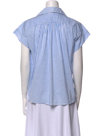 Secular Striped V-Neck Button-Up Top