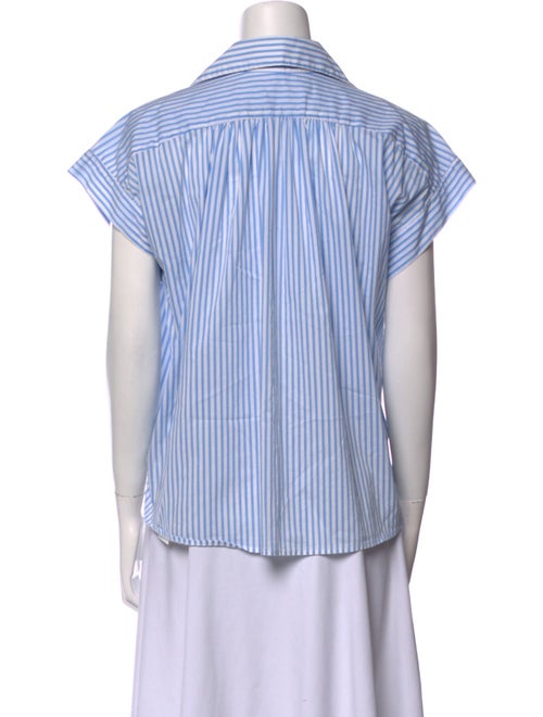 Secular Striped V-Neck Button-Up Top