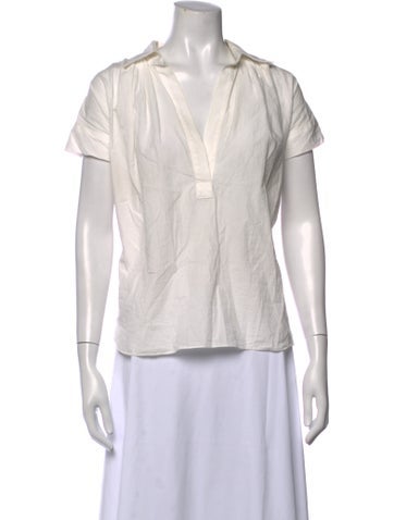 Pre-owned Secular V-neck Short Sleeve Top In Neutrals