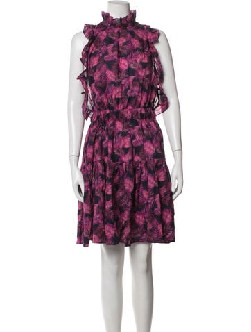 Pre-owned Secular Floral Print Mini Dress In Purple
