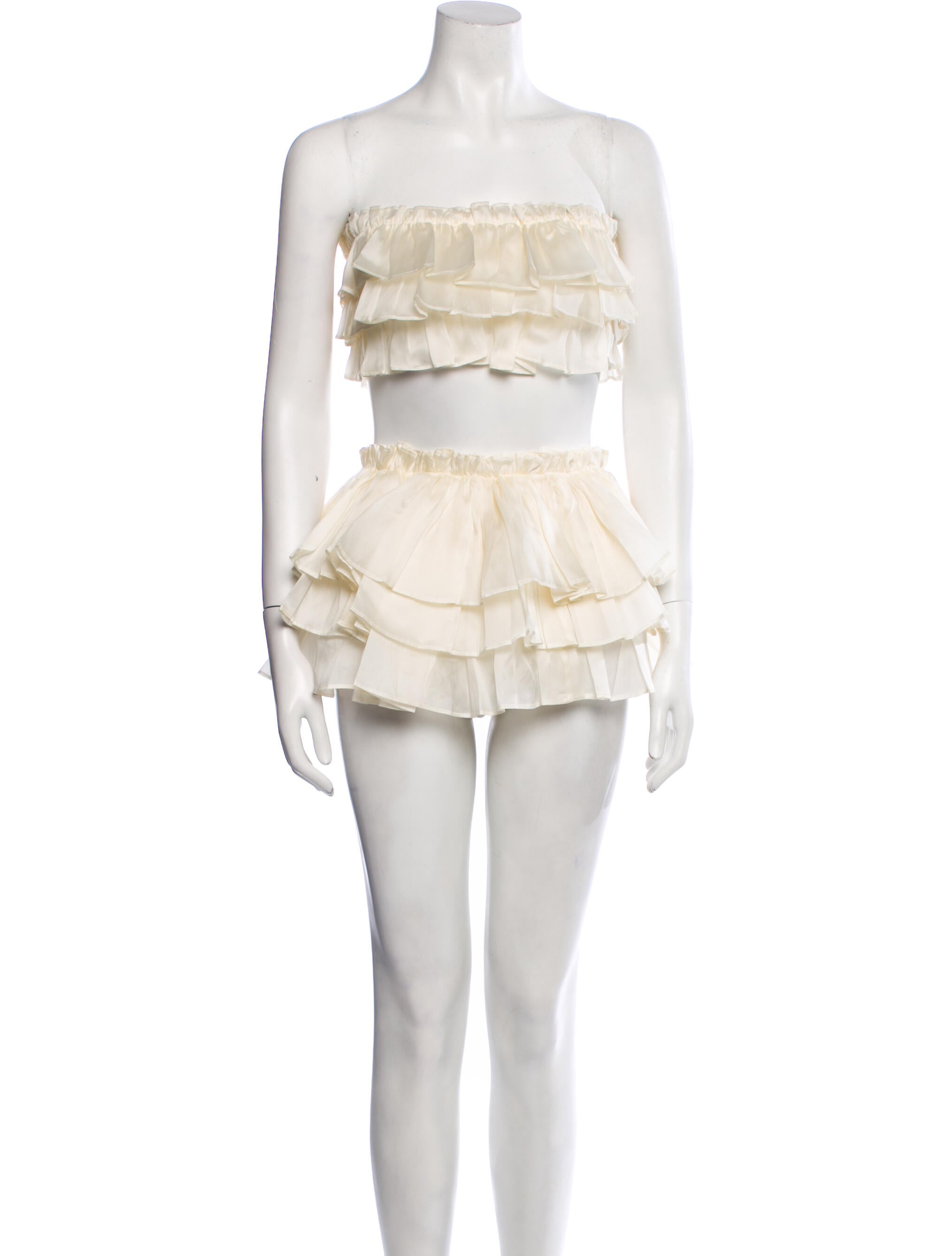 Selkie Silk Ruffle Embellishment Skirt Set