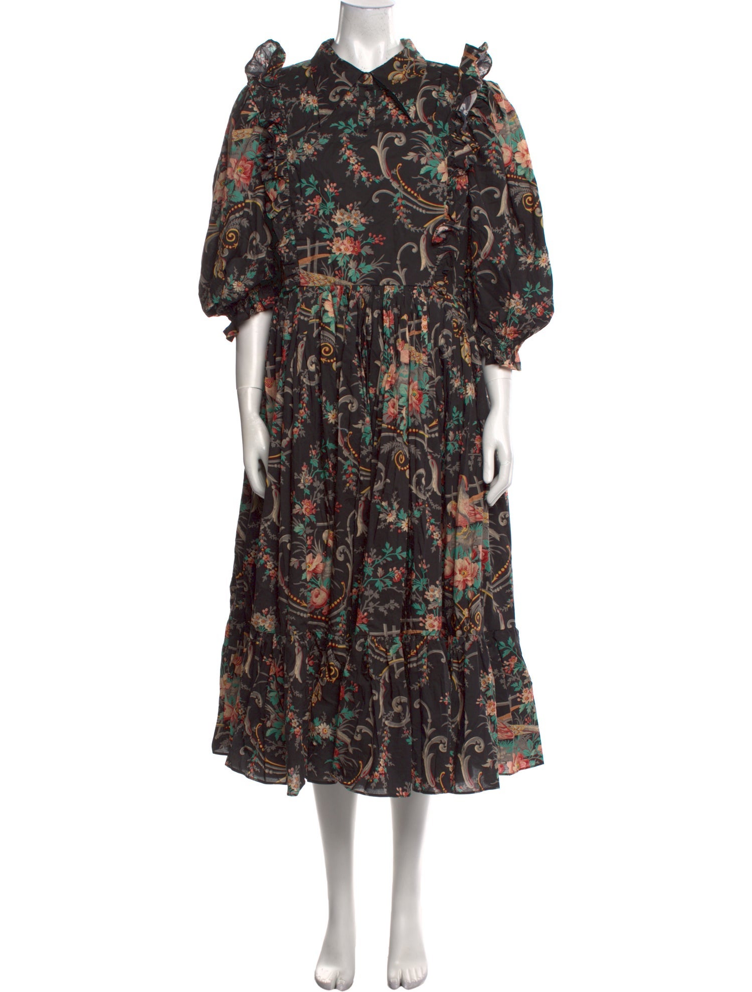 Selkie Floral Print Midi Length Dress