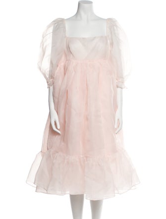 Selkie Square Neckline Midi Length Dress