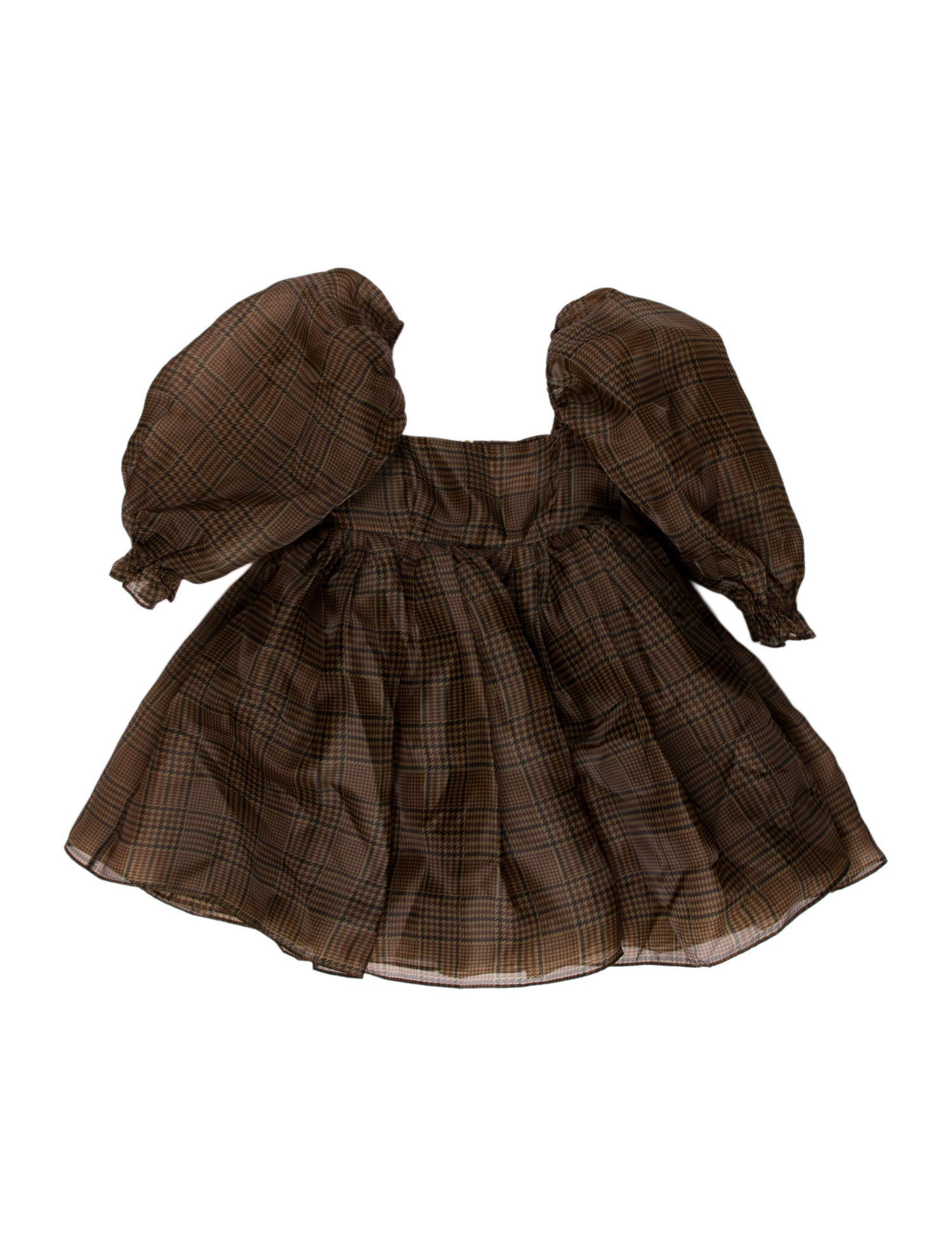 Selkie Houndstooth Print Mini Dress - Brown Dresses, Clothing - WSEEI24601  | The RealReal