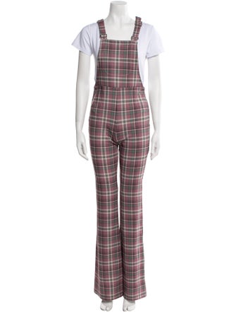 Selkie Plaid Print Square Neckline Jumpsuit