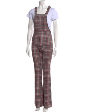 Selkie Plaid Print Square Neckline Jumpsuit