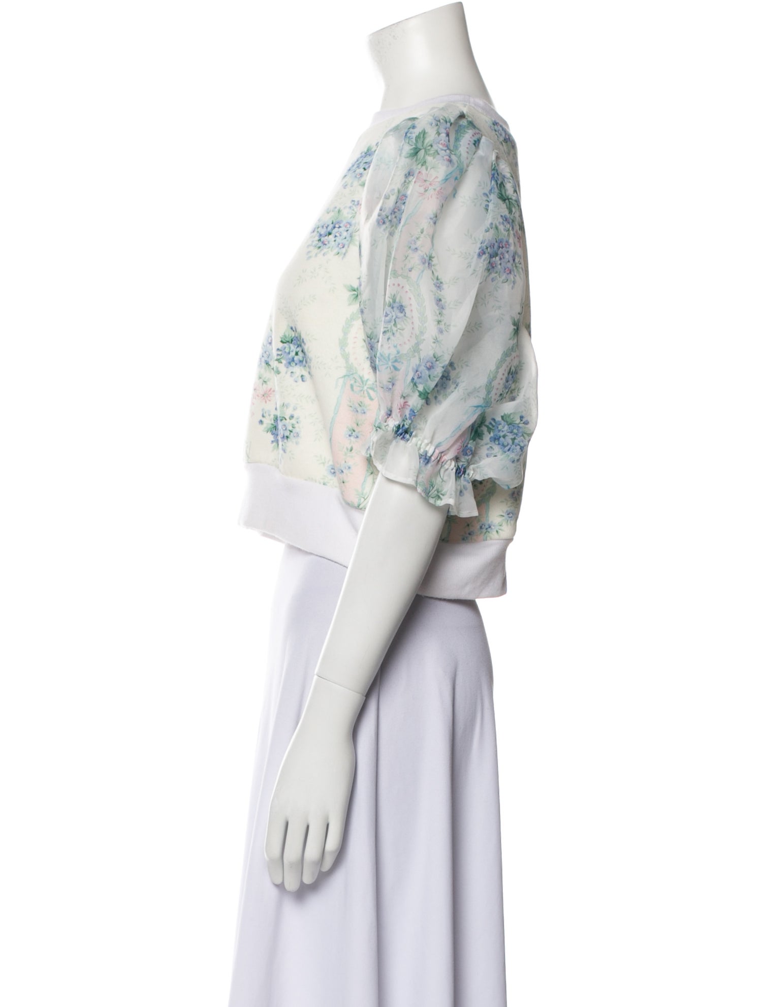 Selkie Floral Print Bateau Neckline Crop Top