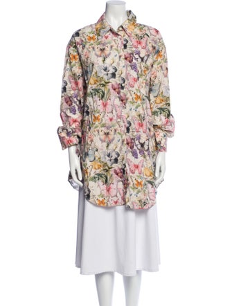 Selkie Floral Print Three-Quarter Sleeve Tunic