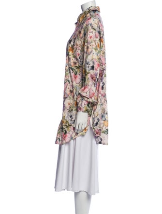 Selkie Floral Print Three-Quarter Sleeve Tunic