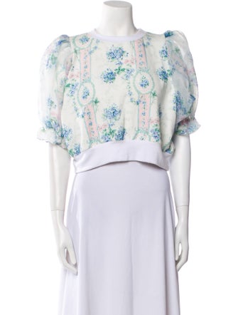 Selkie Floral Print Bateau Neckline Crop Top