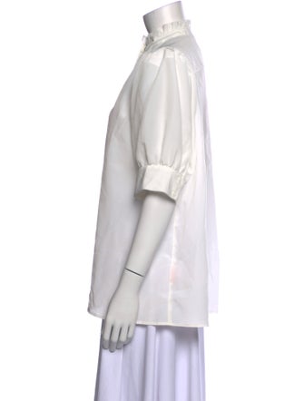 Selkie Mock Neck Three-Quarter Sleeve Button-Up Top w/ Tags