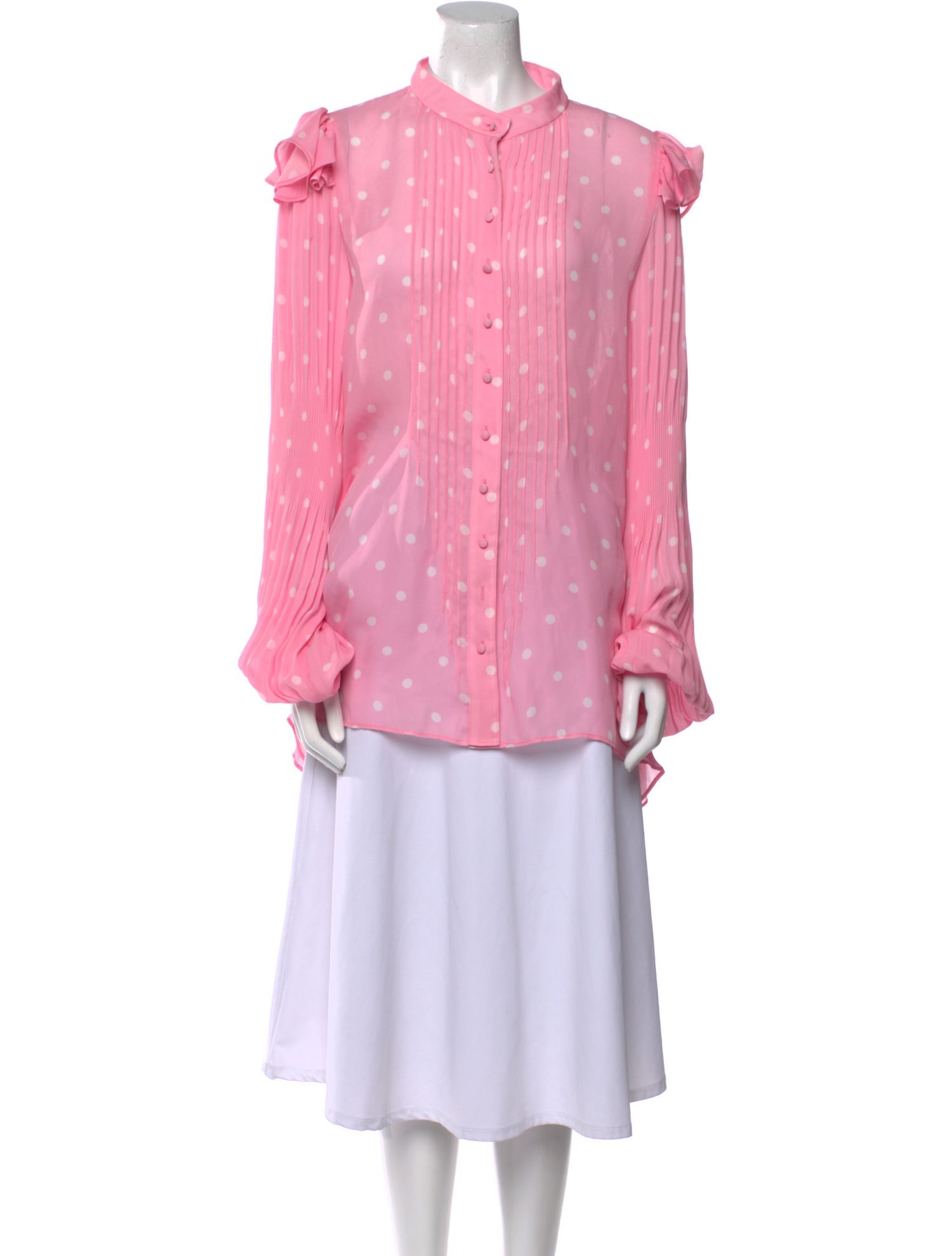 Selkie Polka Dot Print Mock Neck Blouse