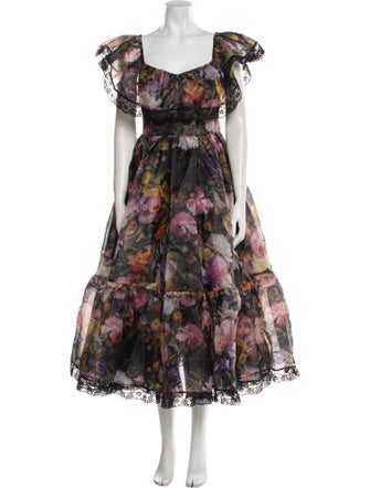 Selkie Floral Print Midi Length Dress