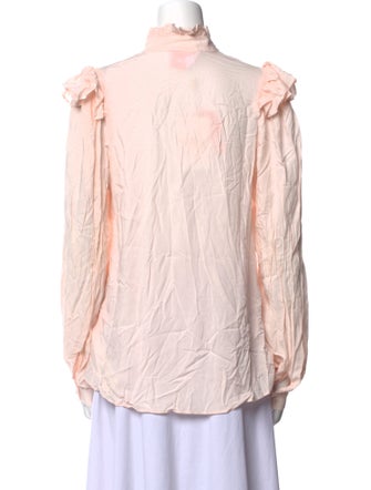 Selkie Mock Neck Long Sleeve Button-Up Top