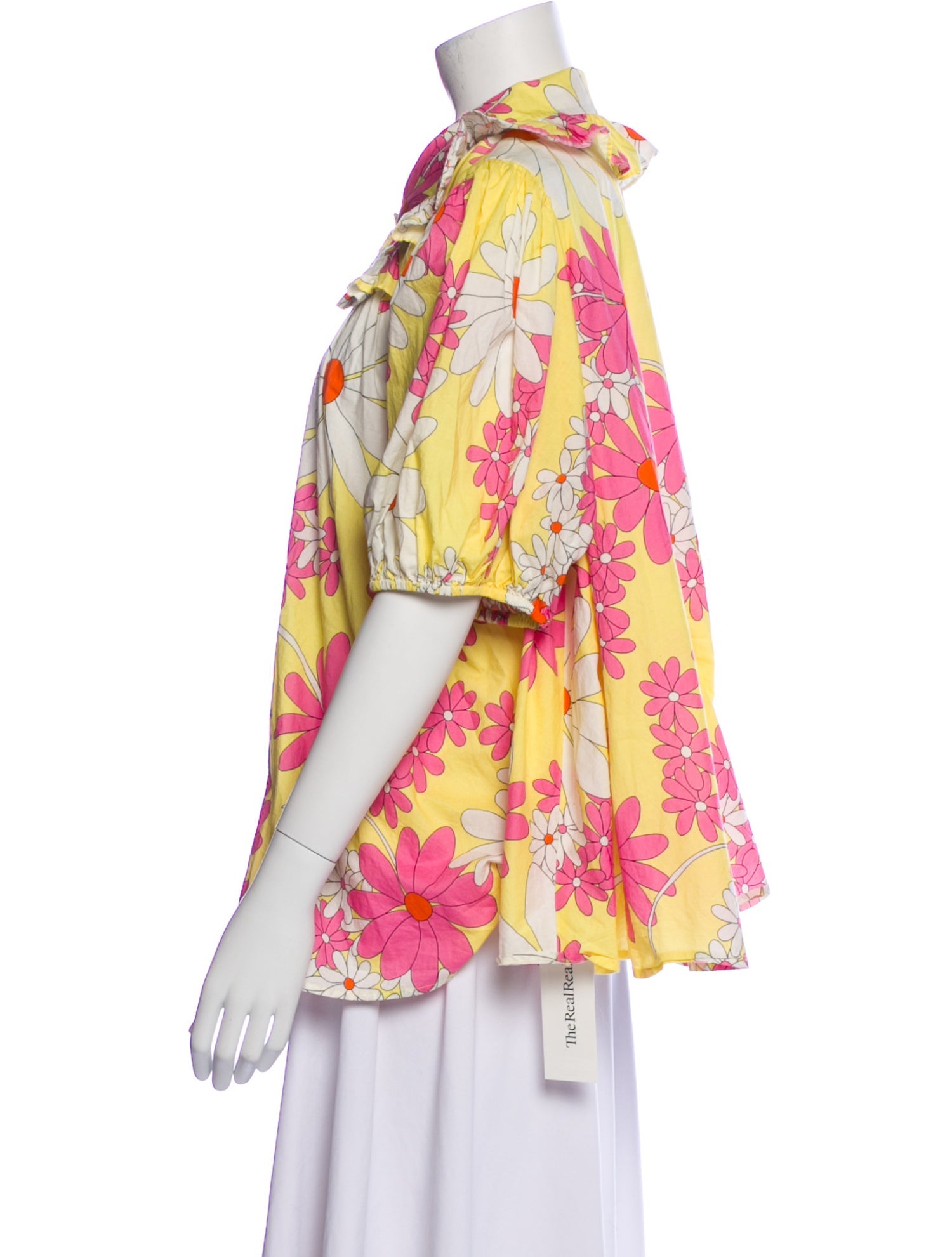 Selkie Floral Print Short Sleeve Button-Up Top