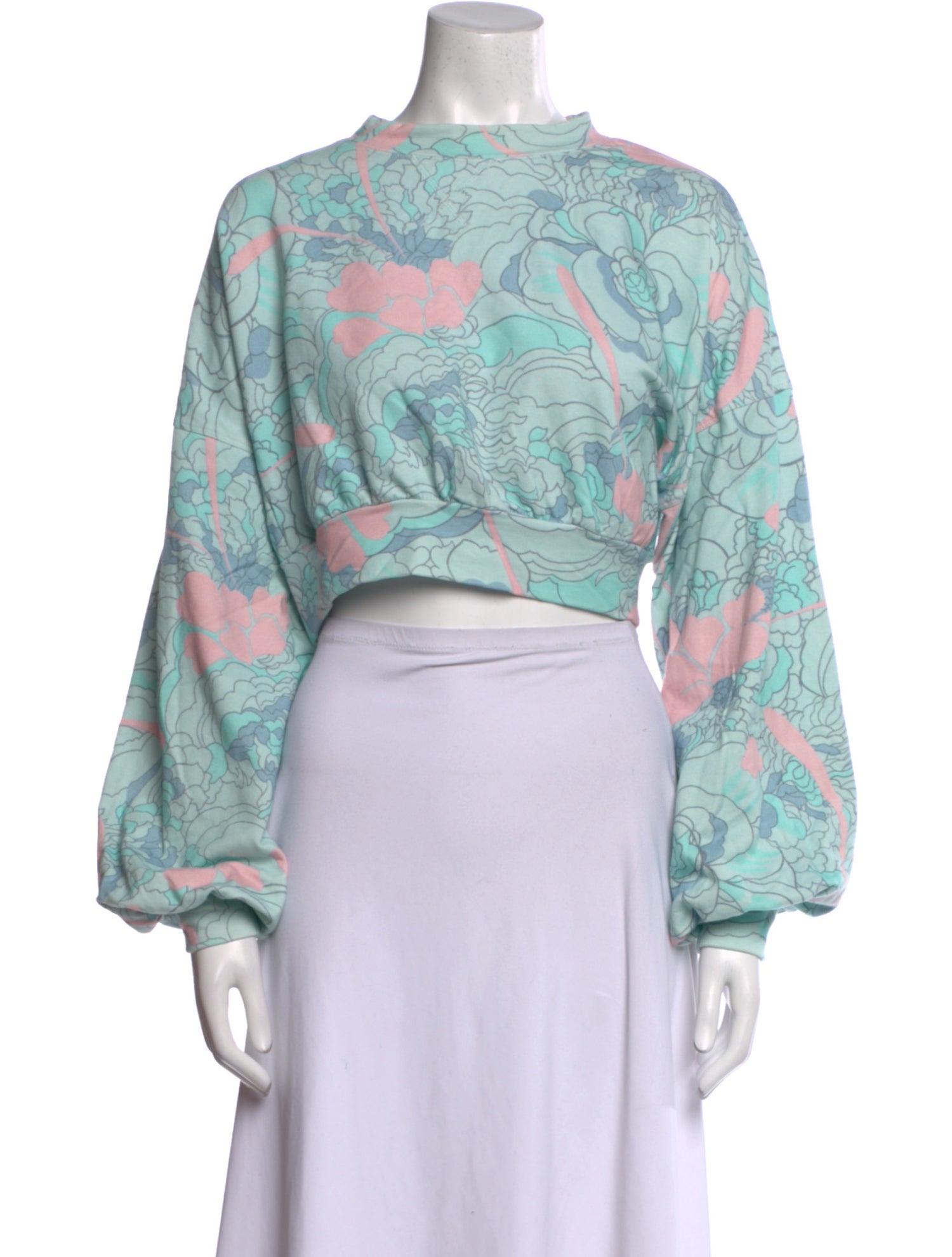 Selkie Printed Mock Neck Crop Top