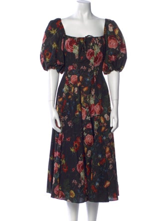 Selkie Floral Print Midi Length Dress