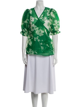 Selkie Floral Print V-Neck Top