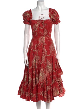 Selkie Floral Print Midi Length Dress