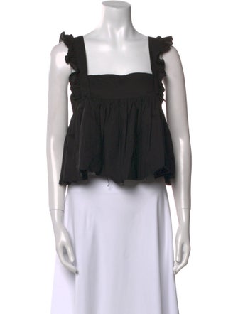 Selkie Square Neckline Sleeveless Crop Top