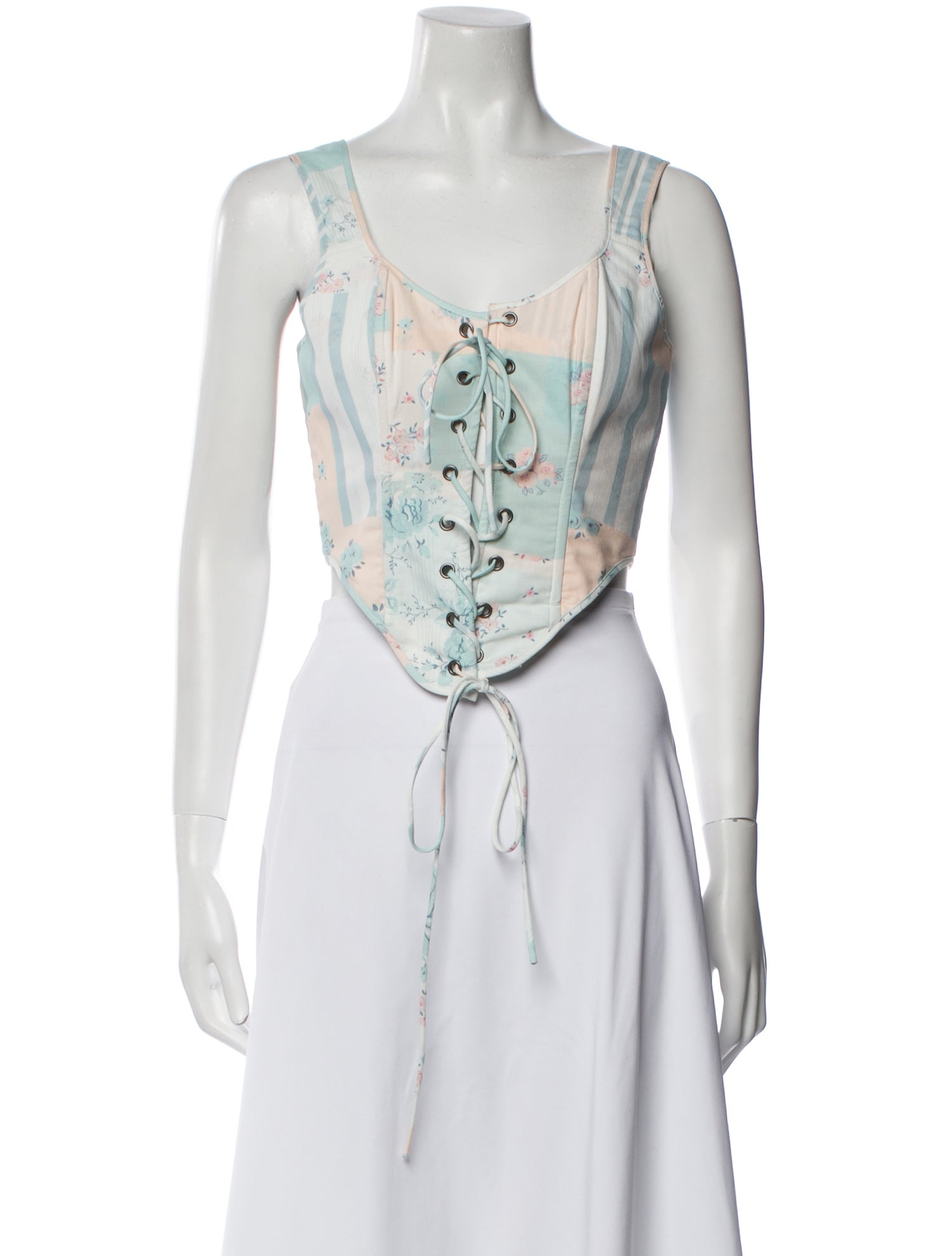 Selkie Floral Print Scoop Neck Crop Top