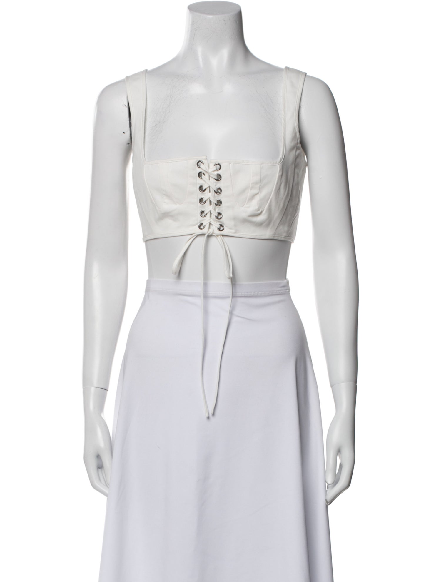 Selkie Square Neckline Sleeveless Crop Top