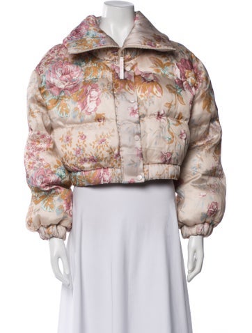 Pre-owned Selkie Silk Floral Print Bomber Jacket W/ Tags In Neutral