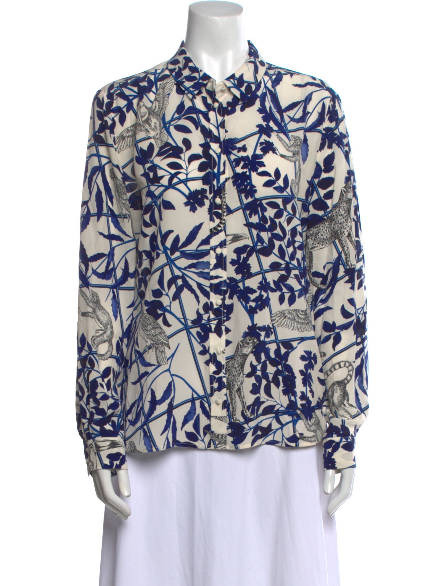 Sezane x Inoui Editions Silk Printed Button-Up Top