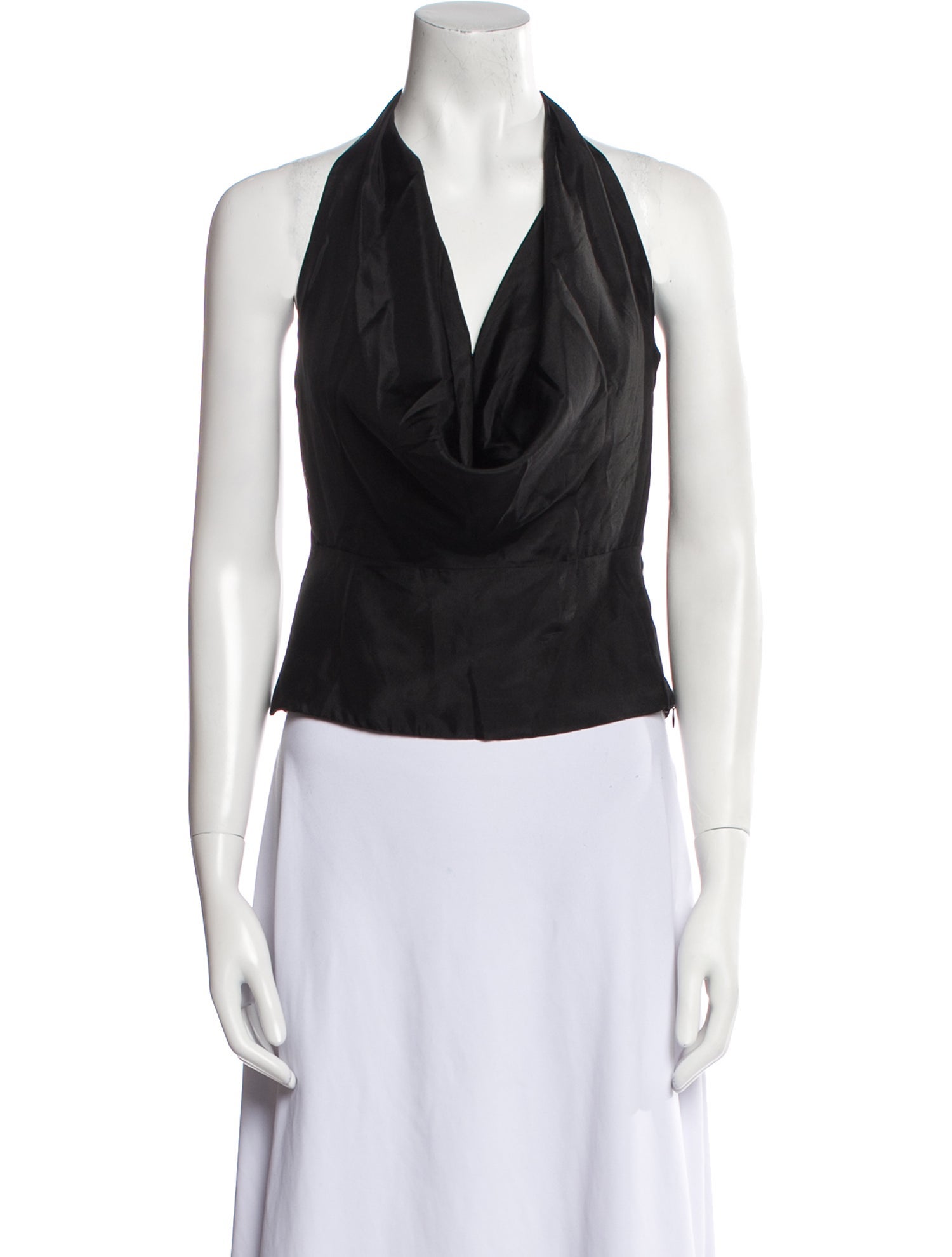 Reformation x Laura Harrier Silk Cowl Neck Crop Top