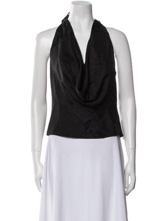 Reformation x Laura Harrier Silk Cowl Neck Crop Top