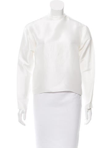 Self-Portrait Silk Mock Neck Top