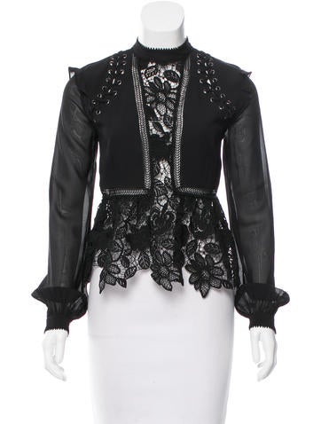 Self-Portrait Guipure Lace Lace-Up Top w/ Tags