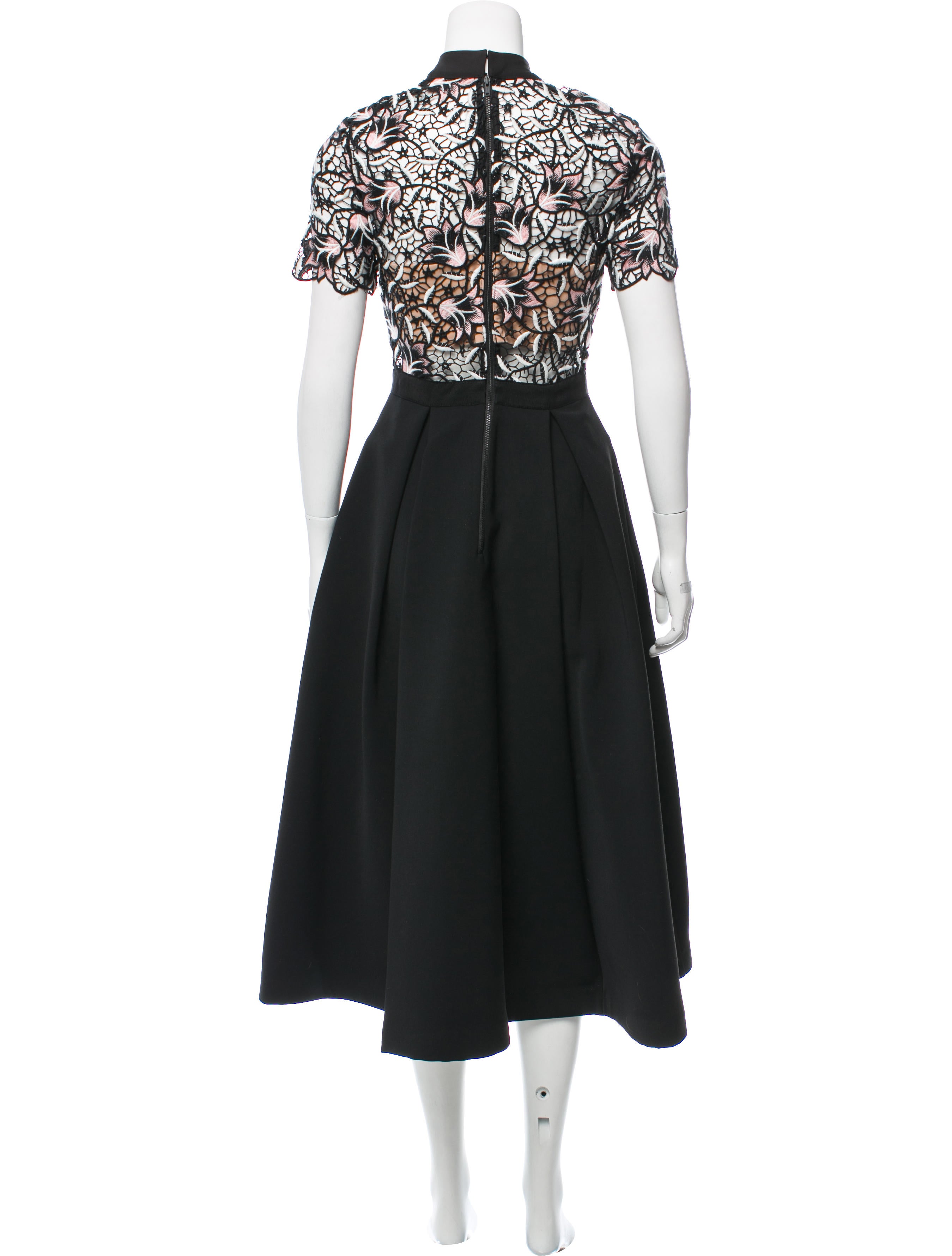 midi fit and flare formal dress Misook Women's Woven Mixed Media Midi Dress - Black