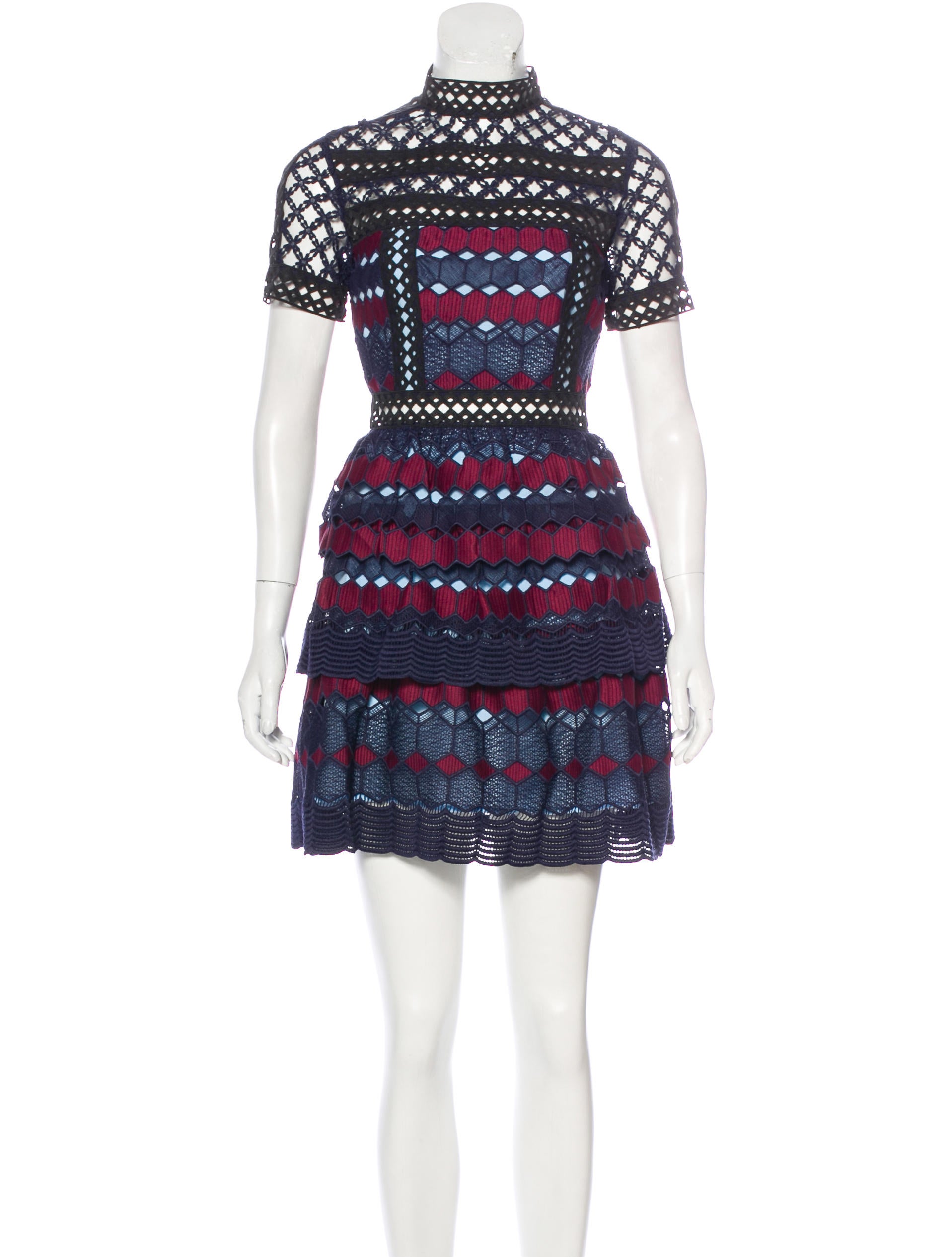 Self-Portrait Hexagon Lace Mini Dress w/ Tags - Black Dresses, Clothing -  WSELF24407 | The RealReal