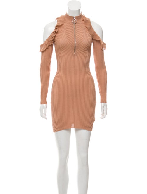 Self-Portrait Ruffle Cold-Shoulder Dress Beige