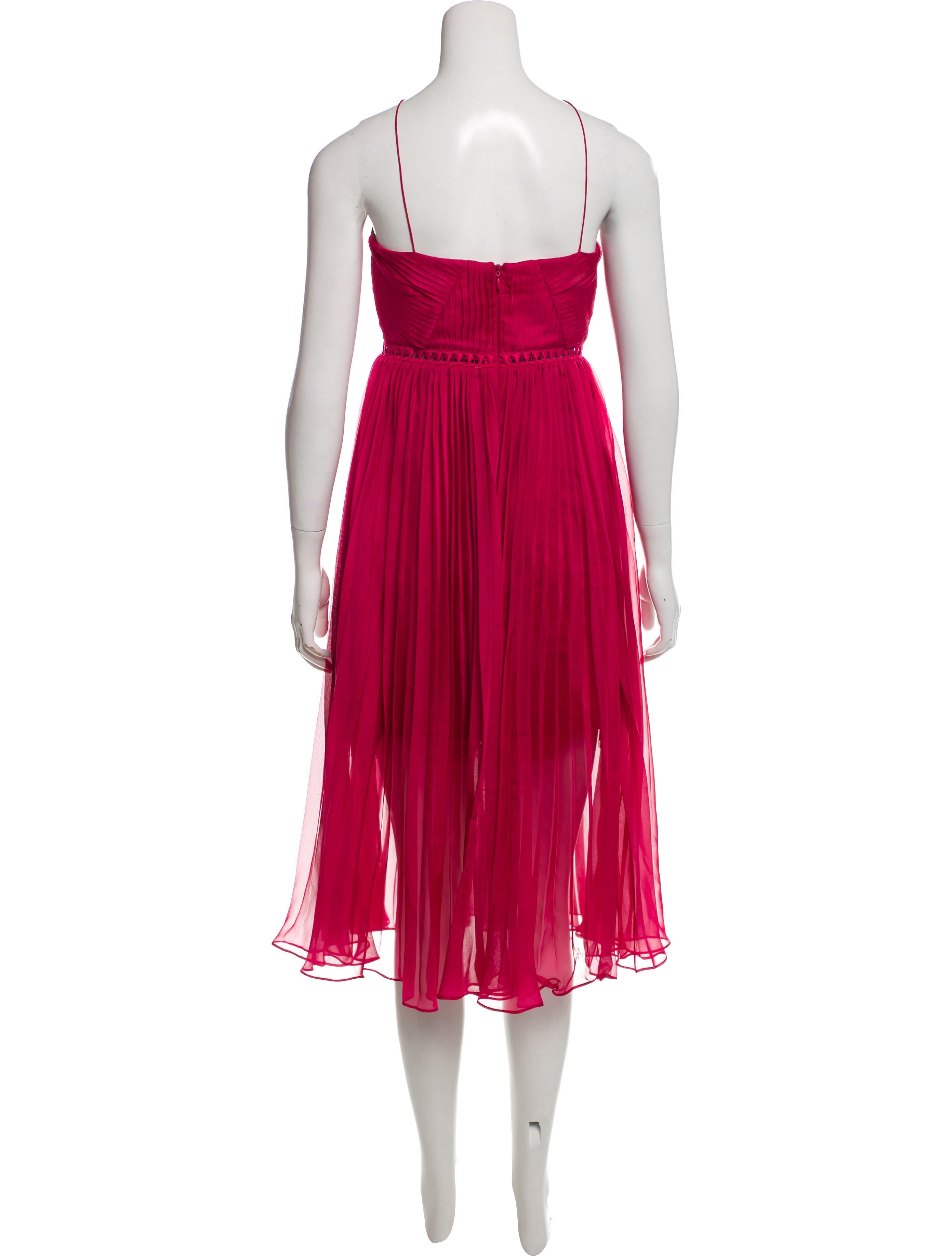 embroidered pleated midi dress