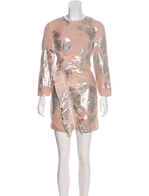 Self-Portrait Metallic Fil Coupe Mini Dress Pink