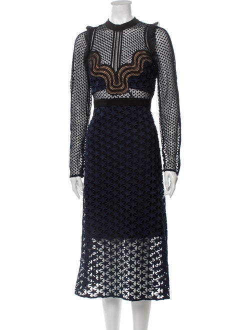 Self-Portrait Lace Pattern Mini Dress Blue