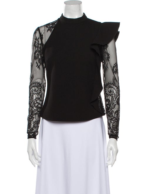 Self-Portrait Ophelia Lace Pattern Top Black