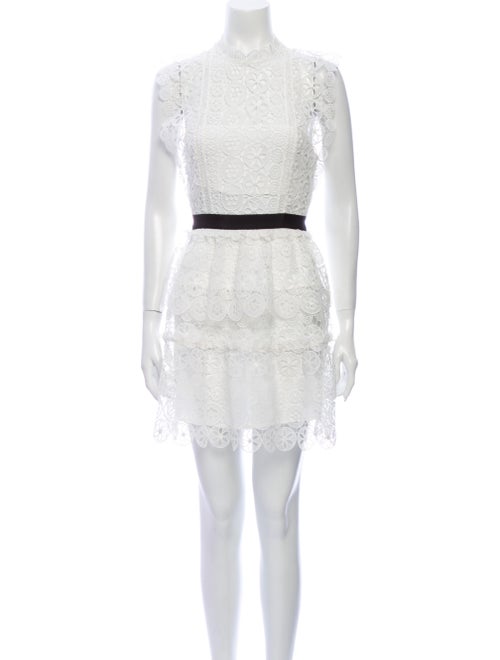 Self-Portrait Lace Pattern Mini Dress White