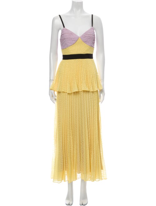 Self-Portrait Colorblock Pattern Long Dress